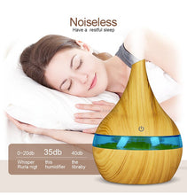 Load image into Gallery viewer, KBAYBO 300ml USB Electric Aroma air diffuser wood grain Ultrasonic air humidifier cool mist maker with 7 colors lights for home