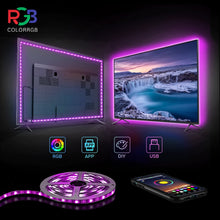 Load image into Gallery viewer, ColorRGB, TV Backlight , USB Powered LED strip light ,RGB5050 For 24 Inch-60 Inch TV,Mirror,PC, APP Control Bias