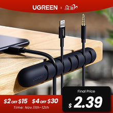 Load image into Gallery viewer, Ugreen Cable Organizer Silicone USB Cable Winder Flexible Cable Management Clips For Mouse Headphone Earphone Cable Holder