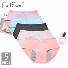 Load image into Gallery viewer, FallSweet 5 pcs/lot ! Sexy Period Panties Mid Waist Menstrual Briefs Leak Proof Underwear Female XXXL