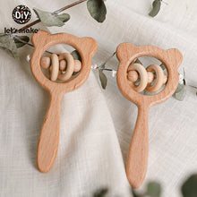 Load image into Gallery viewer, Let's Make Baby Toys Teether Wooden Rattles Bracelet Pacifier Chain Rodent Beading Beech Musical Newborn Bear 2pcs/set Bed Bell
