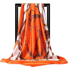 Load image into Gallery viewer, Silk Scarf Women Print hair neck Square Scarves Office Ladies Shawl Bandanna 90*90cm Muslim Hijab Handkerchief muffler foulard