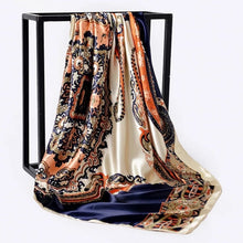 Load image into Gallery viewer, Silk Scarf Women Print hair neck Square Scarves Office Ladies Shawl Bandanna 90*90cm Muslim Hijab Handkerchief muffler foulard