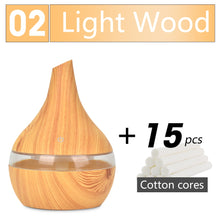 Load image into Gallery viewer, 300ML USB humidifier Electric oil Aromatherapy wood grain Ultrasonic air diffuser with 7 colors lights for home office Car