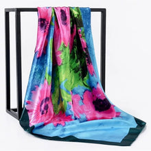 Load image into Gallery viewer, Silk Scarf Women Print hair neck Square Scarves Office Ladies Shawl Bandanna 90*90cm Muslim Hijab Handkerchief muffler foulard
