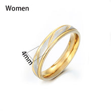 Load image into Gallery viewer, Auxauxme Titanium Steel Engrave name Lovers Couple Rings Gold Wave Pattern Wedding Promise Ring For Women Men Engagement Jewelry