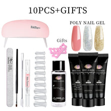 Load image into Gallery viewer, MEET ACROSS Poly UV Gel Set Nail Gel Kit 20/30ml Crystal Builder Clear Colors Gel with Lamp Gel Nail Polish For Nail Extensions