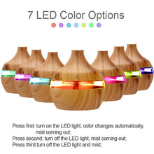 Load image into Gallery viewer, 300ML USB Air Humidifier Electric Aroma Diffuser Mist Wood Grain Oil Aromatherapy Mini Have 7 LED Light For Car Home Office