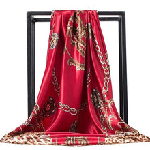Load image into Gallery viewer, Silk Scarf Women Print hair neck Square Scarves Office Ladies Shawl Bandanna 90*90cm Muslim Hijab Handkerchief muffler foulard