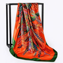 Load image into Gallery viewer, Silk Scarf Women Print hair neck Square Scarves Office Ladies Shawl Bandanna 90*90cm Muslim Hijab Handkerchief muffler foulard
