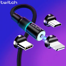 Load image into Gallery viewer, Twitch 2m Magnetic Micro USB Cable For iPhone Samsung Android Mobile Phone Fast Charging USB Type C Cable Magnet Charger Wire