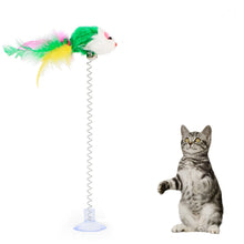 Load image into Gallery viewer, 1pc Cat Toy Stick Feather Wand With Bell Mouse Cage Toys Plastic Artificial Colorful Cat Teaser Toy Pet Supplies Random Color
