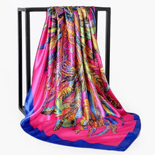 Load image into Gallery viewer, Silk Scarf Women Print hair neck Square Scarves Office Ladies Shawl Bandanna 90*90cm Muslim Hijab Handkerchief muffler foulard