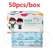 Load image into Gallery viewer, 50-100pcs Children Face Mask Cartoon Printed soft skin-friendly Disposable Mouth Cover Mask boy girl Personal Thicken mouth mask