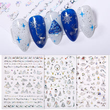 Load image into Gallery viewer, 1Pcs 3D Nail Sticker Christmas Holographics Snowflake For Gold Silver Nail Art Stickers DIY Nail Art Decoration Decals