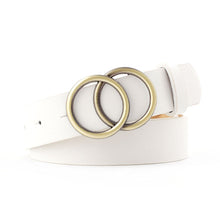 Load image into Gallery viewer, Fashion Leather Waist Belt For Jeans Double Ring Pearl Buckle Ladies Belt For Dresses Black White Women Belt Wild Waistband