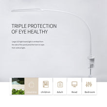 Load image into Gallery viewer, Long Arm Table Lamp Led Flexible Gooseneck Touch Dimming Desk Lamp Clip On Lamp For Reading Bedroom Led Light 3 Color Modes