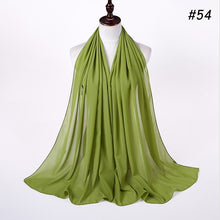 Load image into Gallery viewer, women plain bubble chiffon scarf hijab wrap printe solid color shawls headband muslim hijabs scarves/scarf 60 colors