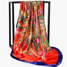 Load image into Gallery viewer, Silk Scarf Women Print hair neck Square Scarves Office Ladies Shawl Bandanna 90*90cm Muslim Hijab Handkerchief muffler foulard