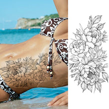 Load image into Gallery viewer, Purple Rose Jewelry Water Transfer Tattoo Stickers Women Body Chest Art Temporary Tattoo Girl Waist Bracelet Flash Tatoos Flower