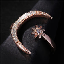 Load image into Gallery viewer, Fashion Ring Moon Star Open Finger Adjustable Rings Women Girls Rhinestone Crystal Bride Jewelry Ring Wedding Engagement Jewelry