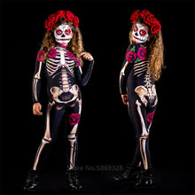 Load image into Gallery viewer, Skeleton Rose Sexy Women Halloween Devil Ghost Jumpsuit Party Carnival Performance Scary Costume Kids Baby Girl Day Of The Dead