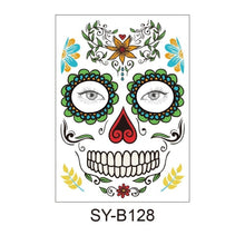 Load image into Gallery viewer, Facial makeup Sticker Special Waterproof Face tattoo Day of The Dead Skull Face dress up Halloween Temporary Tattoo Stickers