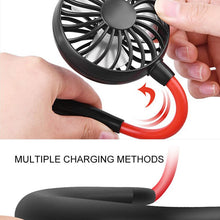 Load image into Gallery viewer, USB portable fan cold fan hands free neck fan hanging rechargeable mini sports fan 3-speed adjustable neck dual fan Home Office