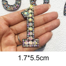 Load image into Gallery viewer, A-Z 1pcs Rhinestone English Alphabet Letter Applique 3D Iron On letters Patch For Clothing Badge Paste For Clothes Bag Shoes