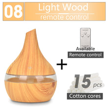 Load image into Gallery viewer, 300ML USB humidifier Electric oil Aromatherapy wood grain Ultrasonic air diffuser with 7 colors lights for home office Car