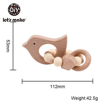 Load image into Gallery viewer, Let's Make Wooden Rattle Teether Baby Toys Engraved Wood Beads Hexagon Teether Silicone Beads 12Mm Tiny Rod Baby Crib Rattle