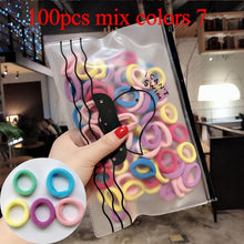 Load image into Gallery viewer, 50/100pcs/Set Girls Colorful Nylon Small Elastic Hair Bands Children Ponytail Holder Scrunchie Headband Kids Hair Accessories