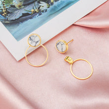 Load image into Gallery viewer, BICUX New Fashion Round Dangle Drop Korean Earrings For Women Geometric Round Heart Gold Earring Wedding Jewelry