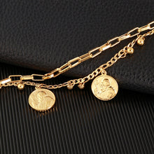 Load image into Gallery viewer, New Arrive Double Stainless Steel Religious Bracelet For Women Female Gold Color Beads Bracelet Jesus Pendant Lady Jewelry Gift