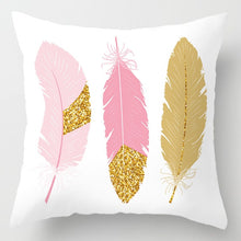 Load image into Gallery viewer, New Pink Roses Feathers Geometric Cushion Cover Modern Fashion Nordic Simple Pillowcase Decorative Sofa Seat Throw Pillows Cover