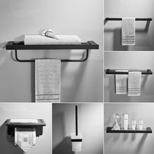 Load image into Gallery viewer, Tuqiu Bathroom Accessories Corner Shellf Paper Holder,Towel Holder,Towel Rack,Toilet Brush Holder Black Square Bathroom Hardware