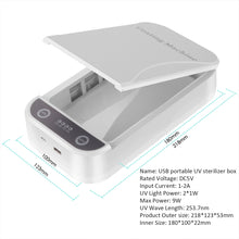 Load image into Gallery viewer, 5V USB Portable Dual UV Light Sterilizer Box Jewelry Phones Cleaner Personal Sanitizer Disinfection Case for Home