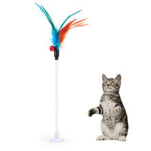 Load image into Gallery viewer, 1pc Cat Toy Stick Feather Wand With Bell Mouse Cage Toys Plastic Artificial Colorful Cat Teaser Toy Pet Supplies Random Color