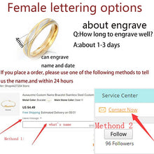 Load image into Gallery viewer, Auxauxme Titanium Steel Engrave name Lovers Couple Rings Gold Wave Pattern Wedding Promise Ring For Women Men Engagement Jewelry