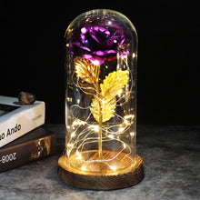Load image into Gallery viewer, 6 Colour Beauty And The Beast Red Rose In A Glass Dome On A Wooden Base For Valentine's Gifts LED Rose Lamps Christmas