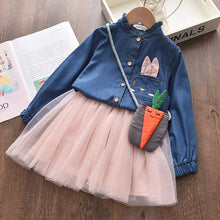 Load image into Gallery viewer, Bear Leader Girls Dress 2021 Winter Geometric Pattern Dress Long Sleeve Girls Clothes Top Coat+ Tutu Dress Sweater Knitwear 2pcs