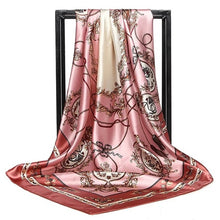 Load image into Gallery viewer, Silk Scarf Women Print hair neck Square Scarves Office Ladies Shawl Bandanna 90*90cm Muslim Hijab Handkerchief muffler foulard