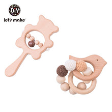 Load image into Gallery viewer, Let's Make Baby Toys Teether Wooden Rattles Bracelet Pacifier Chain Rodent Beading Beech Musical Newborn Bear 2pcs/set Bed Bell