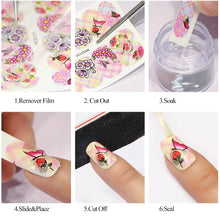 Load image into Gallery viewer, 12pcs Cute Cartoon Nail Stickers Water Decals Banana Fruit Character ransfer Slider Nail Art Tattoo Manicure Foil Wraps 2020 New
