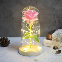 Load image into Gallery viewer, 6 Colour Beauty And The Beast Red Rose In A Glass Dome On A Wooden Base For Valentine's Gifts LED Rose Lamps Christmas