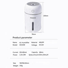 Load image into Gallery viewer, Aromatherapy Diffuser Air Humidifier Essential Oil Diffuser Car 280ml Portable USB Mini Ultrasonic Aroma Humidifier For Home