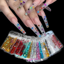 Load image into Gallery viewer, Holographic Butterfly Heart Nail Art Glitter Micro Laser Star Flakes 3D Silver Gold Sequins Polish Manicure Nail Decoration