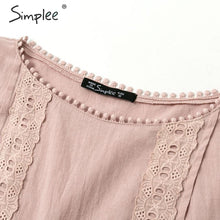 Load image into Gallery viewer, Simplee Ruffled lace embroidery women blouse shirt Elegant elastic sleeve female peplum top Summer casual ladies blouse shirt