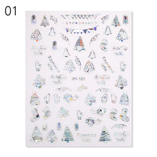Load image into Gallery viewer, 1Pcs 3D Nail Sticker Christmas Holographics Snowflake For Gold Silver Nail Art Stickers DIY Nail Art Decoration Decals