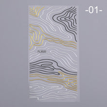 Load image into Gallery viewer, 1 Sheet Holo Black Gold 5D Nail Sticker Decal Tassel Strip Line Slider Foils Adhesive Nail Art Decoration